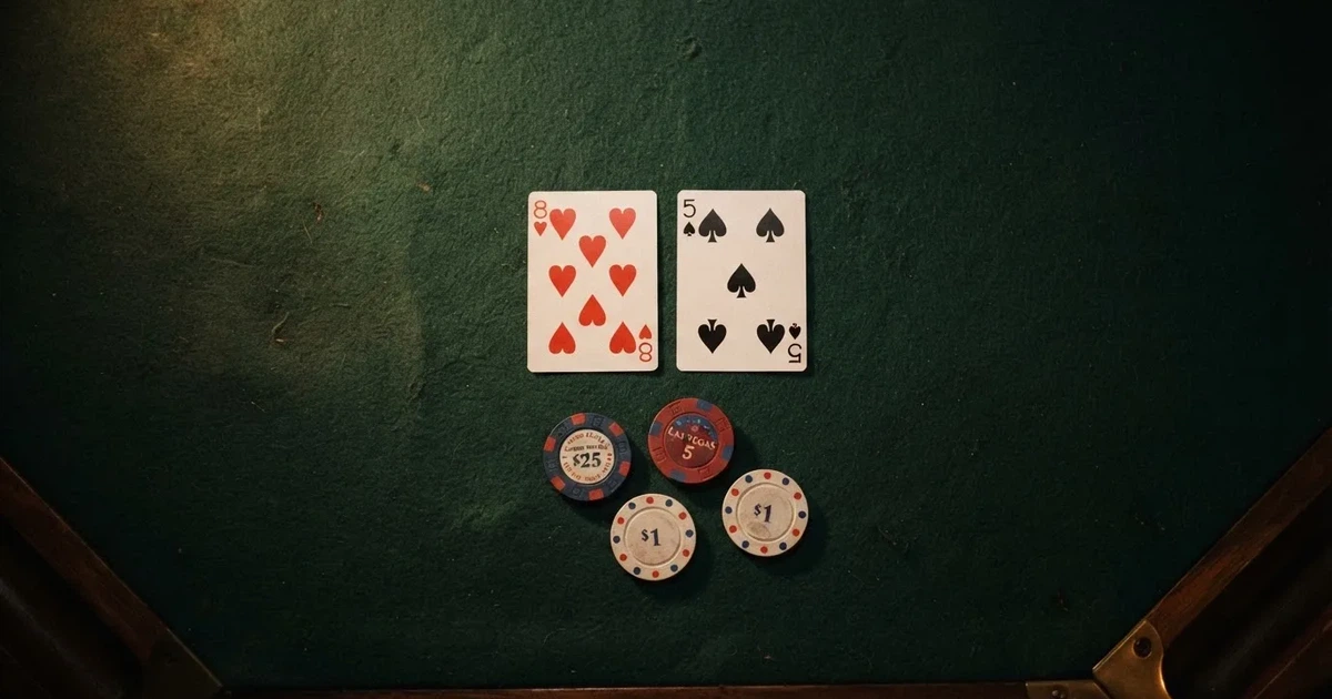 Mesa de jogo iluminada com cartas, vista de cima — jogar no casino em portugal