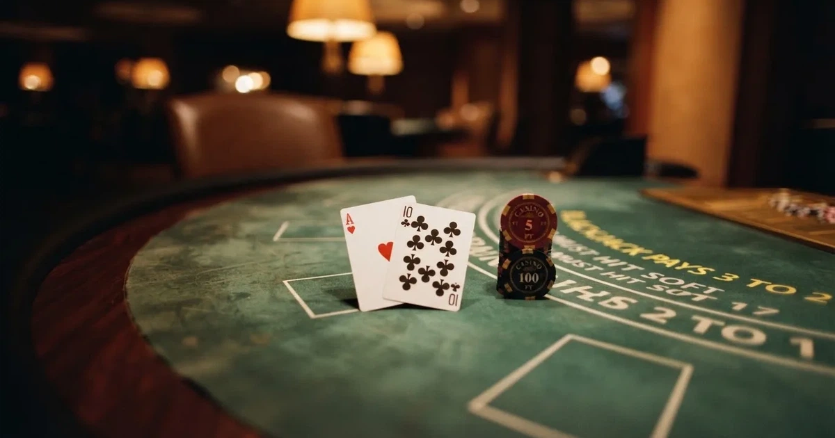Mesa de jogo iluminada com cartas, vista de cima — truques de casino em portugal